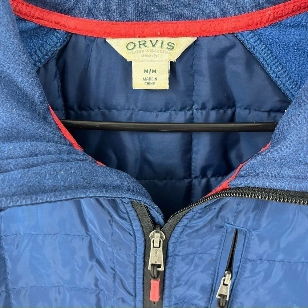 Orvis Medium Blue on Blue Quilted Long‎ Sleeve Full Zip lightweight jacket
